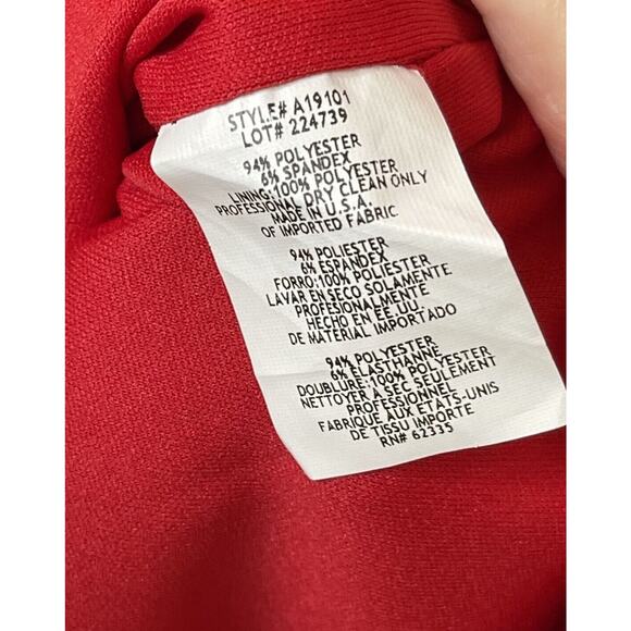 BETSY & ADAM Red Bell Sleeve Gold Zipper Midi Formal Sheath Cocktail Dress 4 - Picture 11 of 12